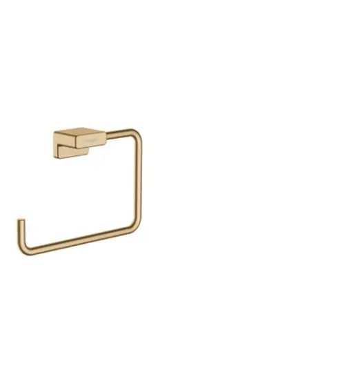 Eleganter Handtuchhalter aus goldfarbenem Metall, quadratischer Wandbefestigung. Modernes Design, ideal für stilvolle Badezimmer.